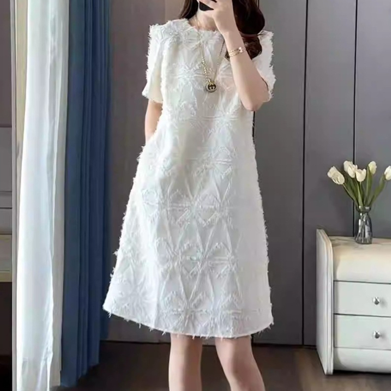 小香風設計感流蘇蕾絲顯瘦連身裙