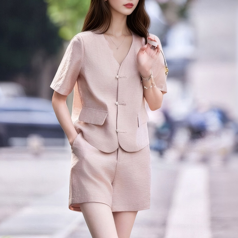 國風氣質短款新中式休閒套裝