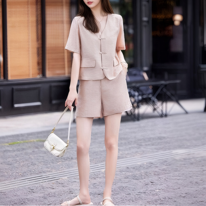 國風氣質短款新中式休閒套裝