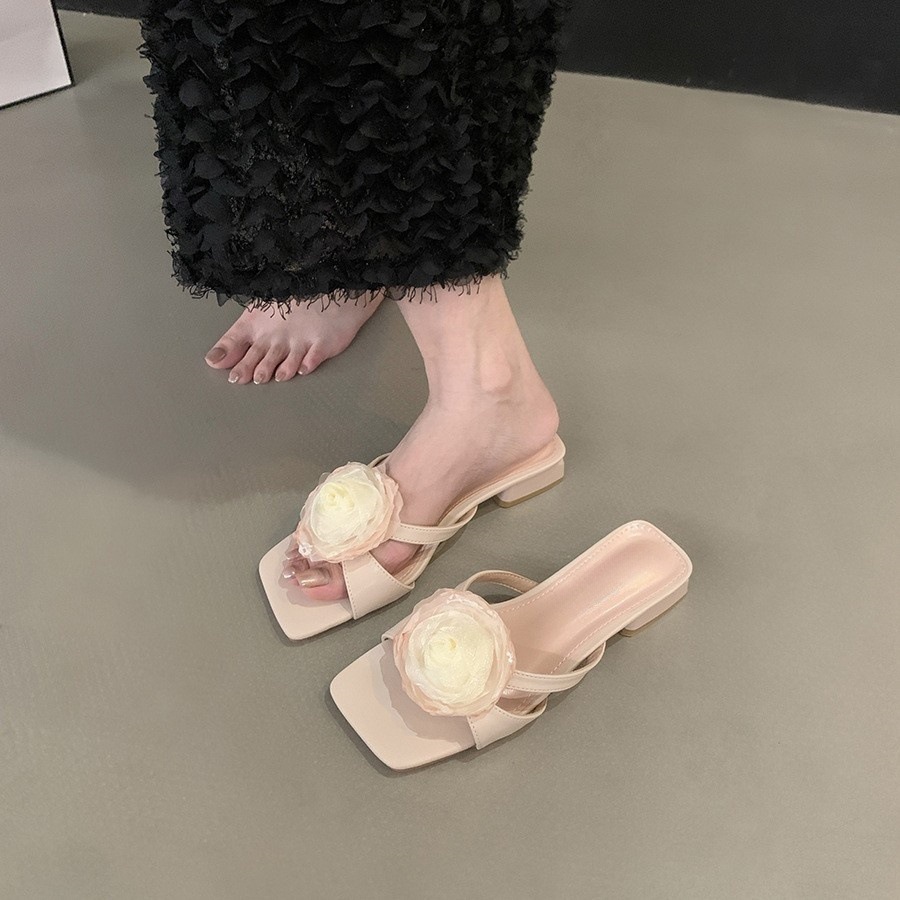 法式氣質仙女花朵涼拖鞋