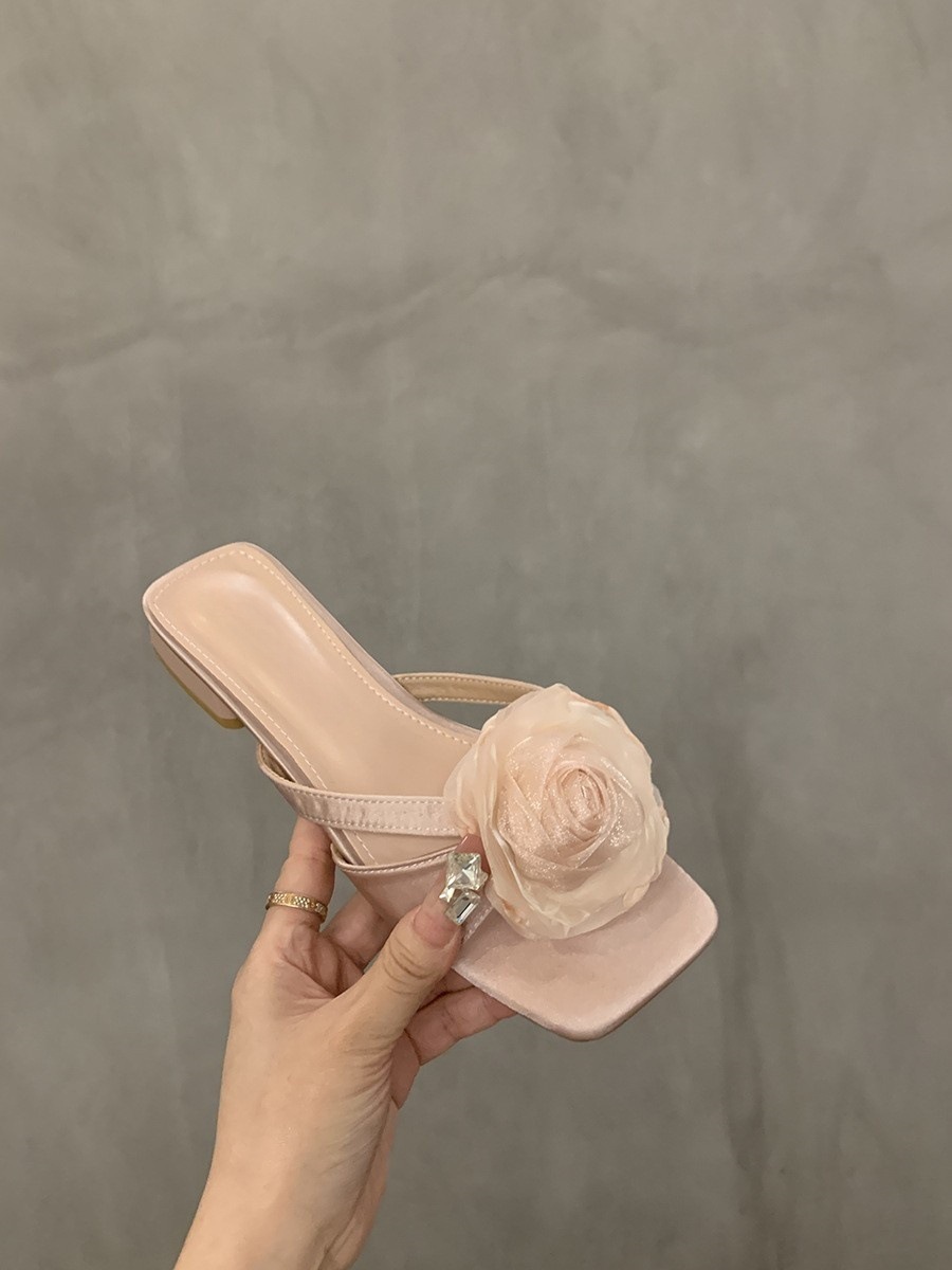 法式氣質仙女花朵涼拖鞋