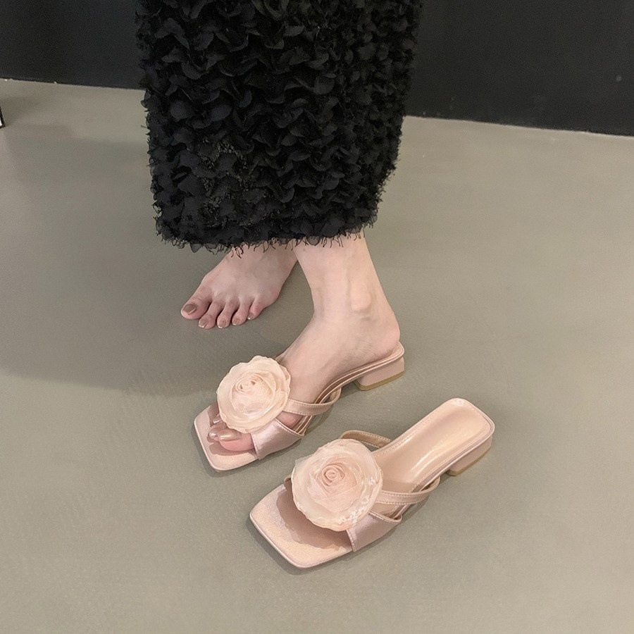 法式氣質仙女花朵涼拖鞋