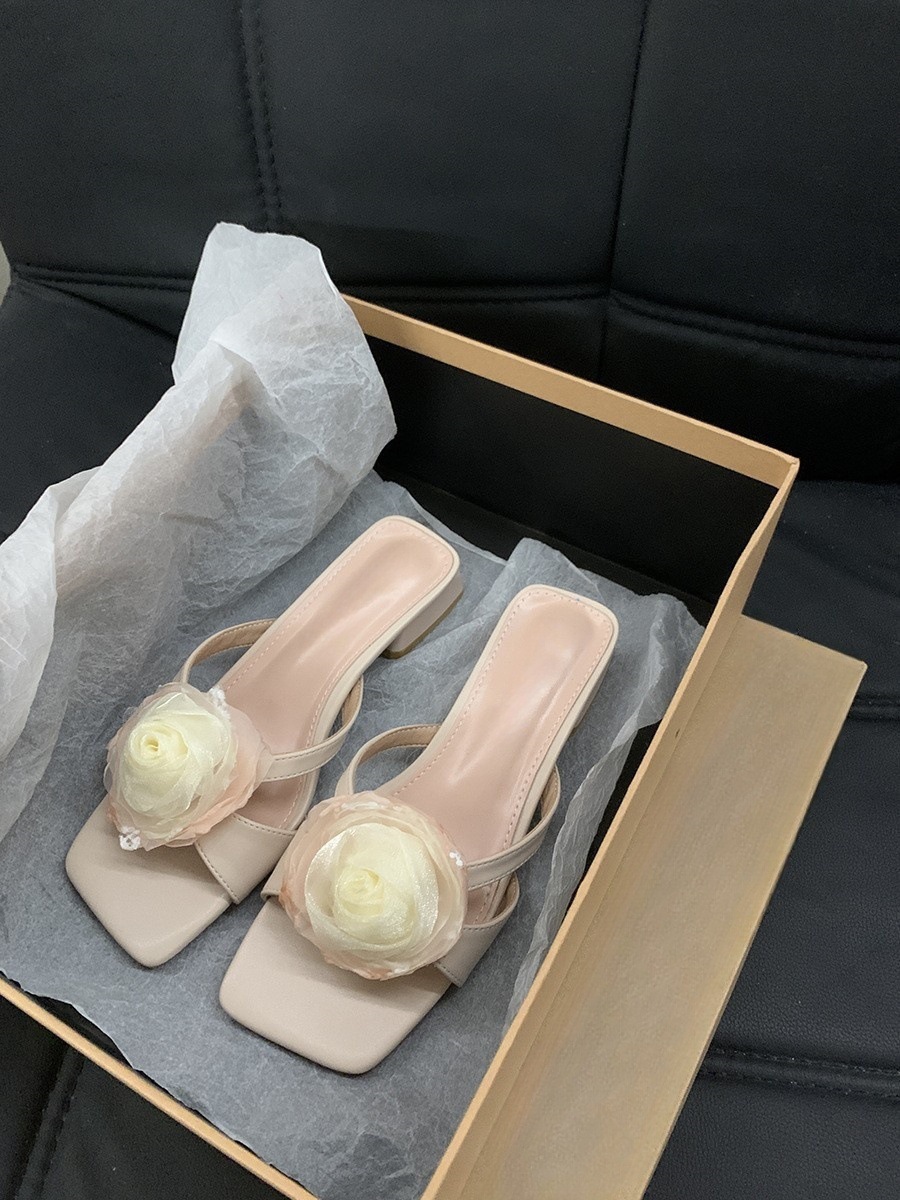 法式氣質仙女花朵涼拖鞋