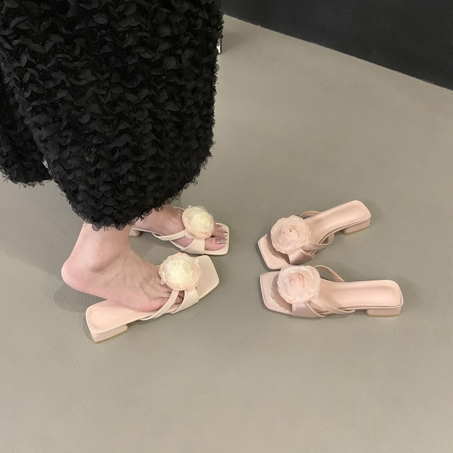 法式氣質仙女花朵涼拖鞋