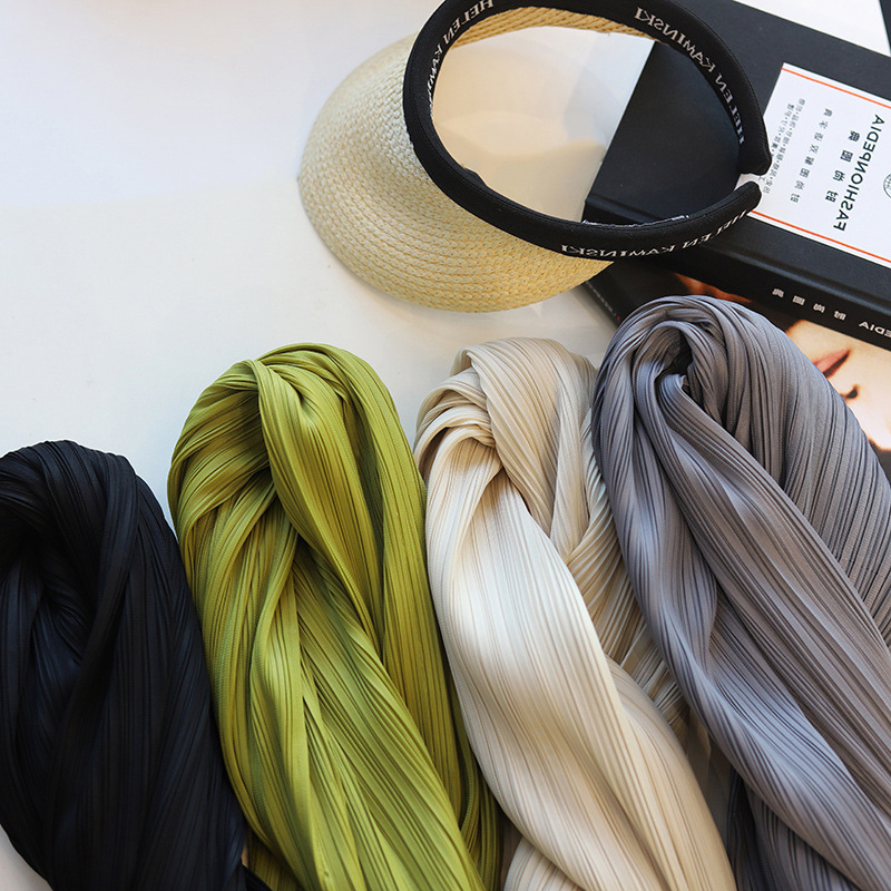 高腰垂感褶皺薄款九分寬褲