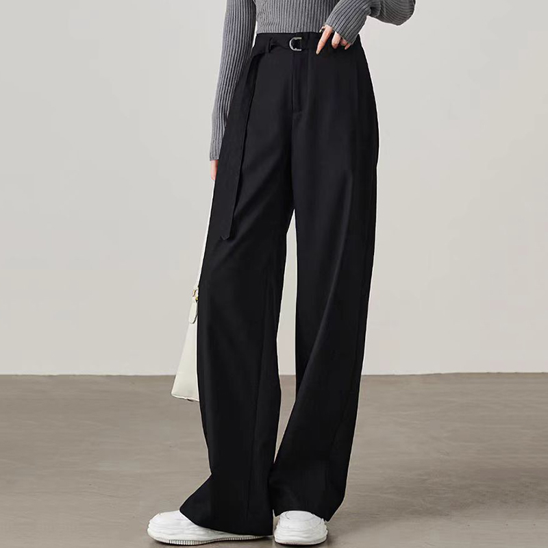 韓版設計感通勤高腰直筒西裝休閒褲（3色）