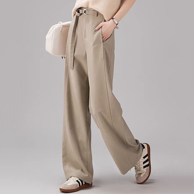 韓版設計感通勤高腰直筒西裝休閒褲（3色）