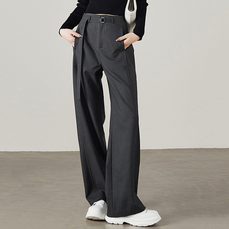 韓版設計感通勤高腰直筒西裝休閒褲（3色）