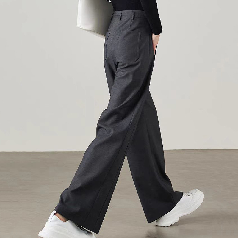 韓版設計感通勤高腰直筒西裝休閒褲（3色）