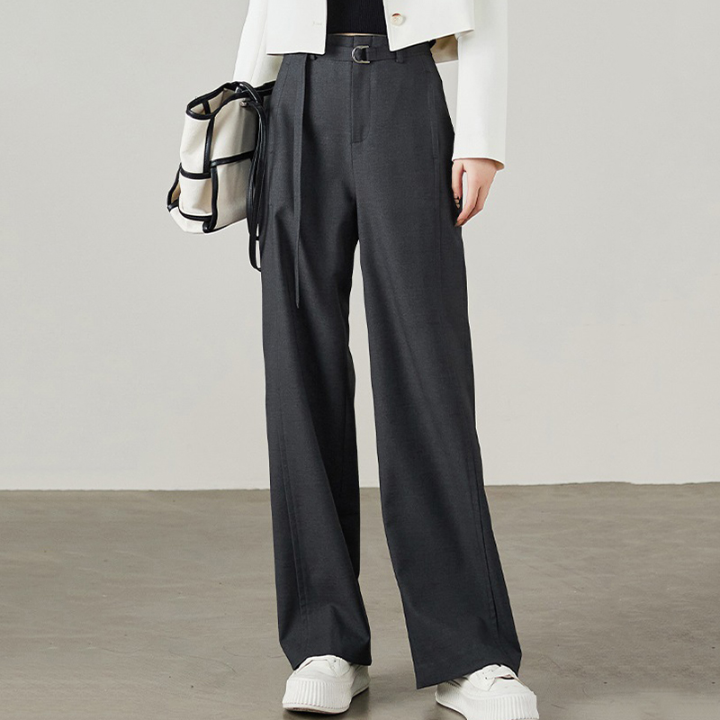 韓版設計感通勤高腰直筒西裝休閒褲（3色）