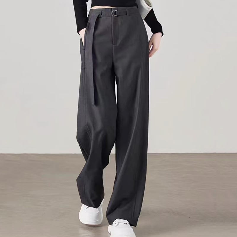 韓版設計感通勤高腰直筒西裝休閒褲（3色）