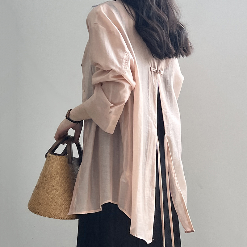 中式盤扣輕薄防曬襯衫(5色)