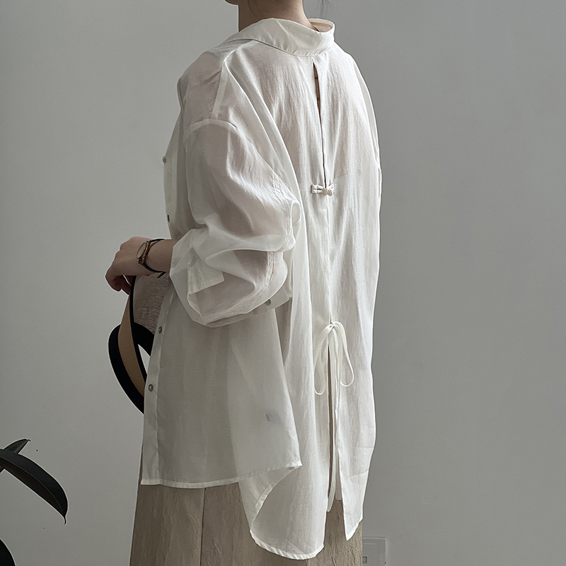 中式盤扣輕薄防曬襯衫(5色)