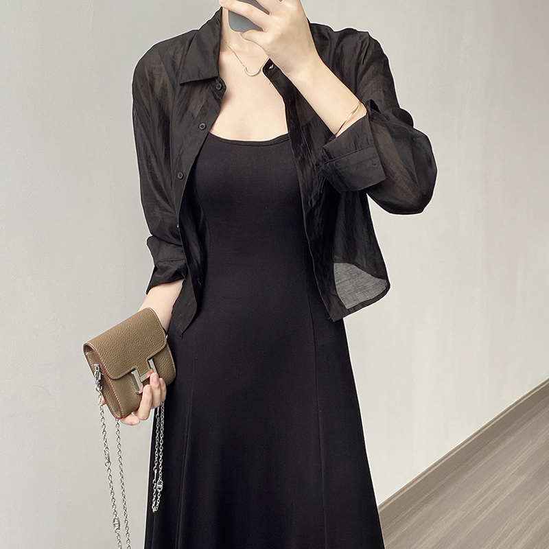 設計感短版背繫帶防曬襯衫（3色）