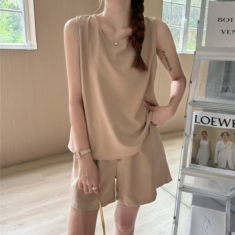 後背鏤空背心T卹+短褲兩件套裝（4色）