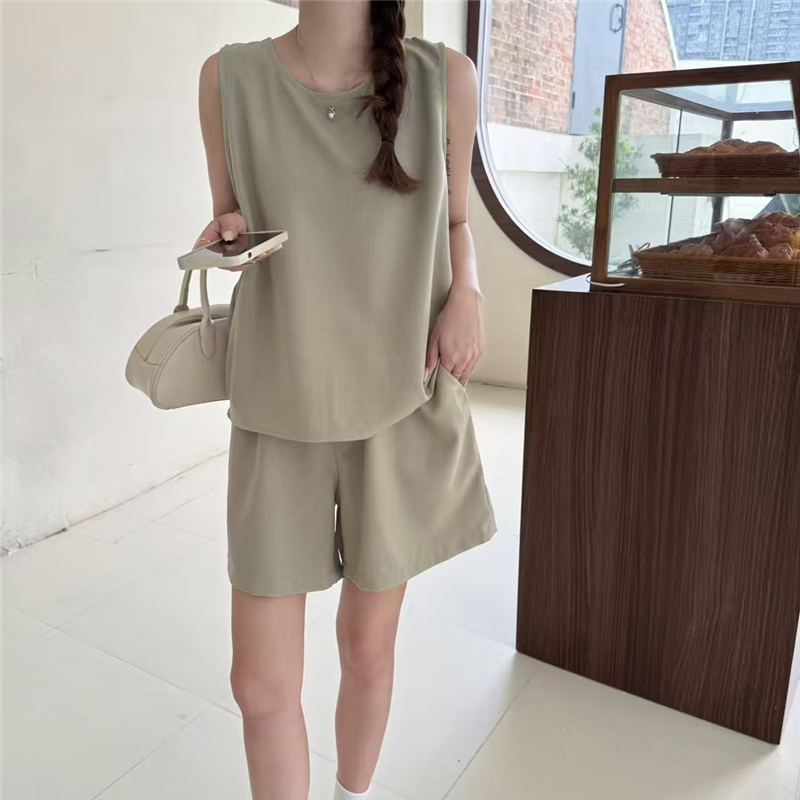 後背鏤空背心T卹+短褲兩件套裝（4色）