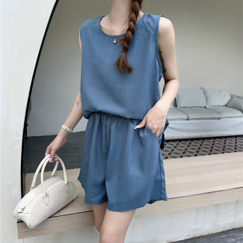 後背鏤空背心T卹+短褲兩件套裝（4色）