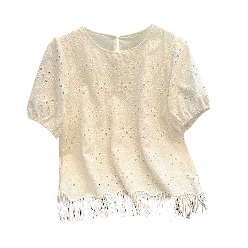 韓系減齡小個子鏤空流蘇小衫