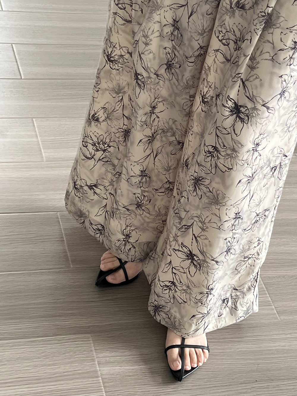 高腰顯瘦水墨印花休閑寬褲