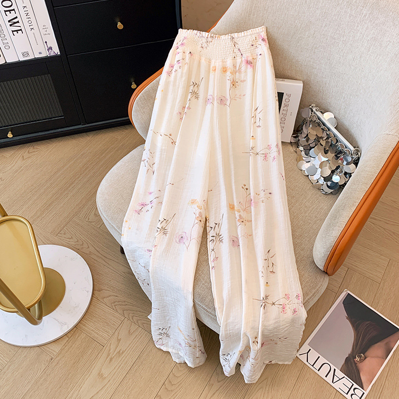 肌理感壓褶國風復古高腰垂感涼涼褲