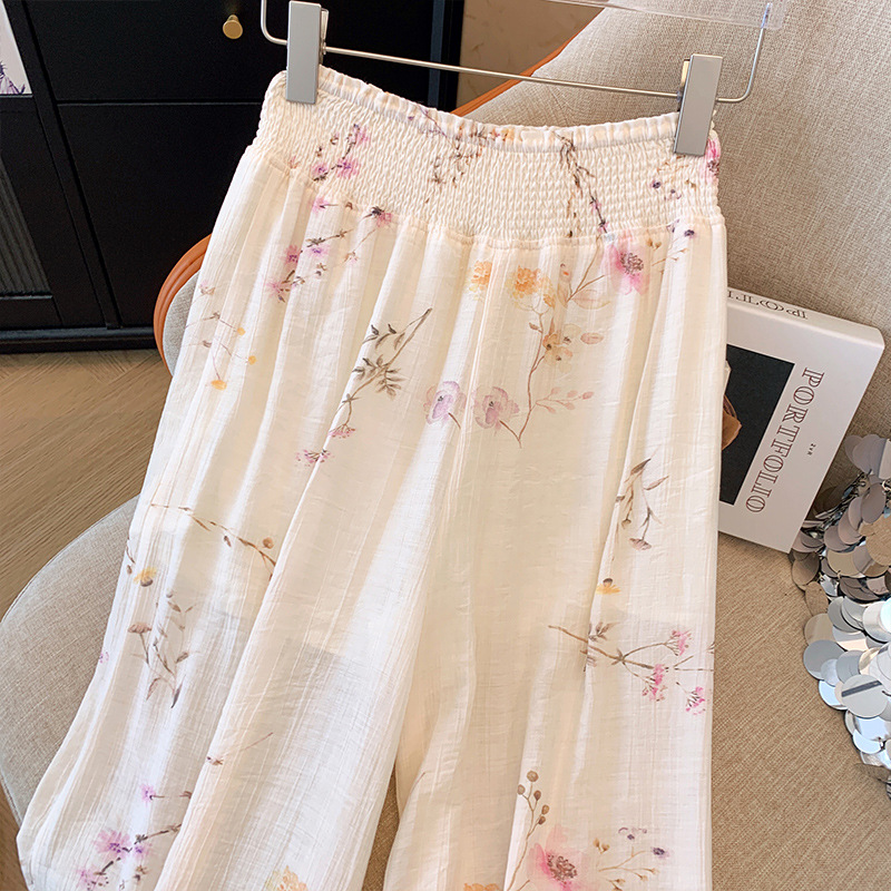 肌理感壓褶國風復古高腰垂感涼涼褲
