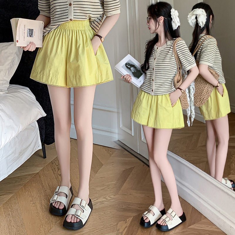 百搭高腰蕾絲寬鬆休閒a字短褲