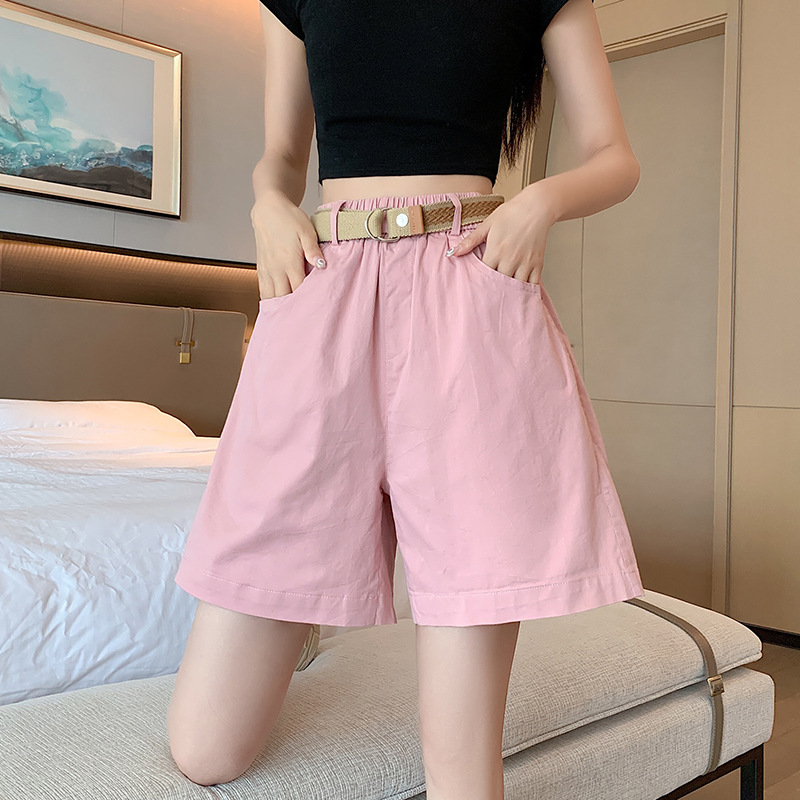 韓版休閒棉質麻闊腿工裝短褲(3色)