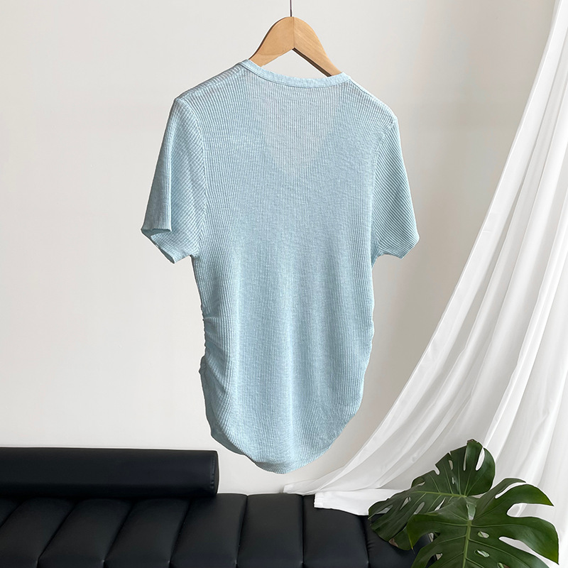 韓系V領別緻短袖針織上衣(5色)