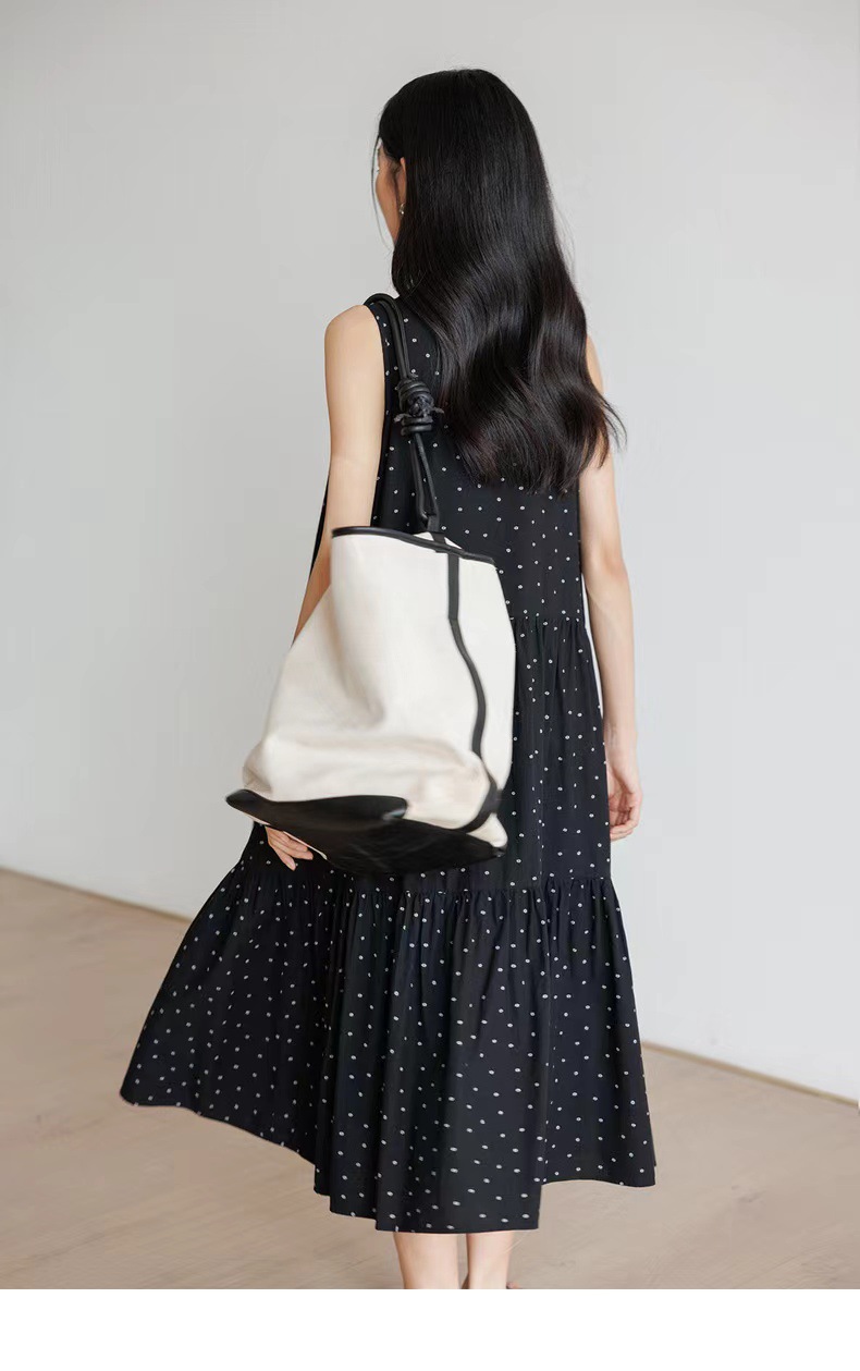 文藝日系度假風無袖碎花寬鬆背心裙