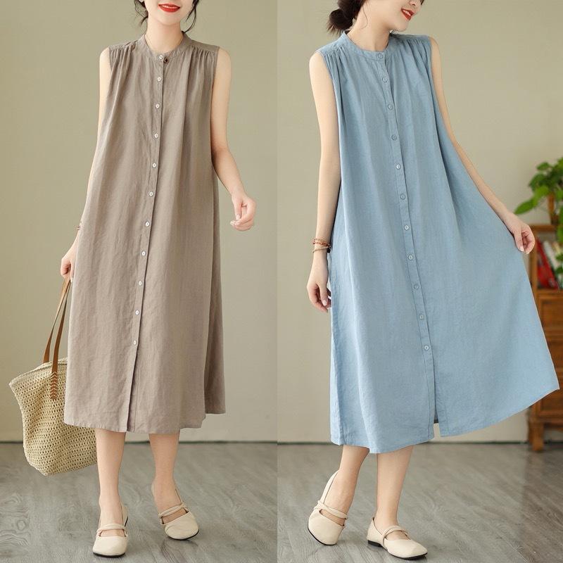 多皺褶設計藝術簡約襯衫洋裝(6色)