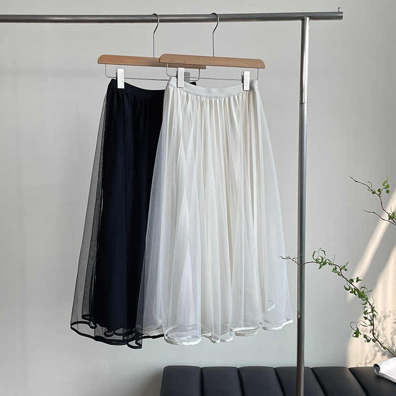 韓系甜美仙氣飄逸百褶紗裙