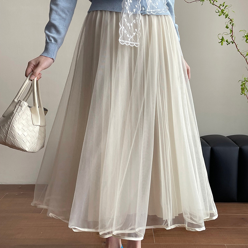 韓系甜美仙氣飄逸百褶紗裙