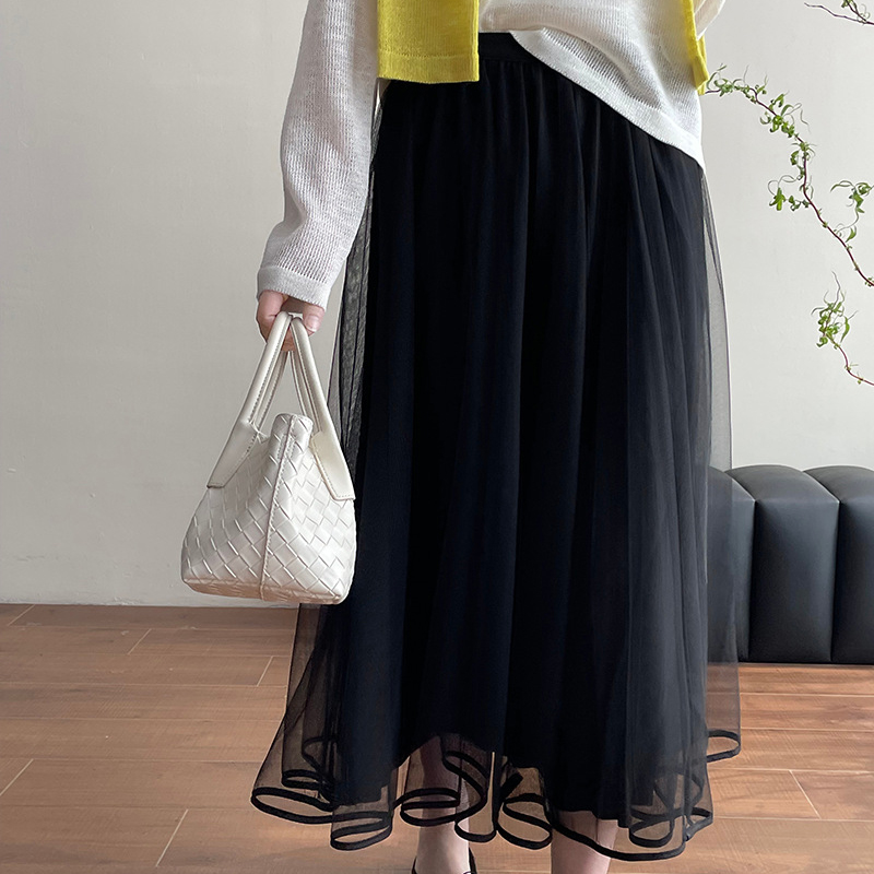 韓系甜美仙氣飄逸百褶紗裙