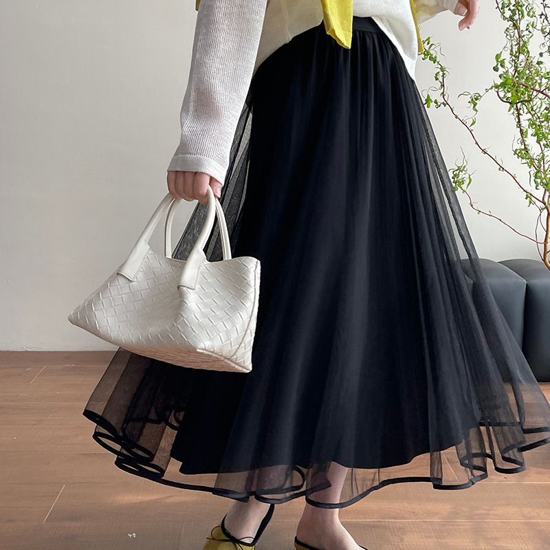 韓系甜美仙氣飄逸百褶紗裙