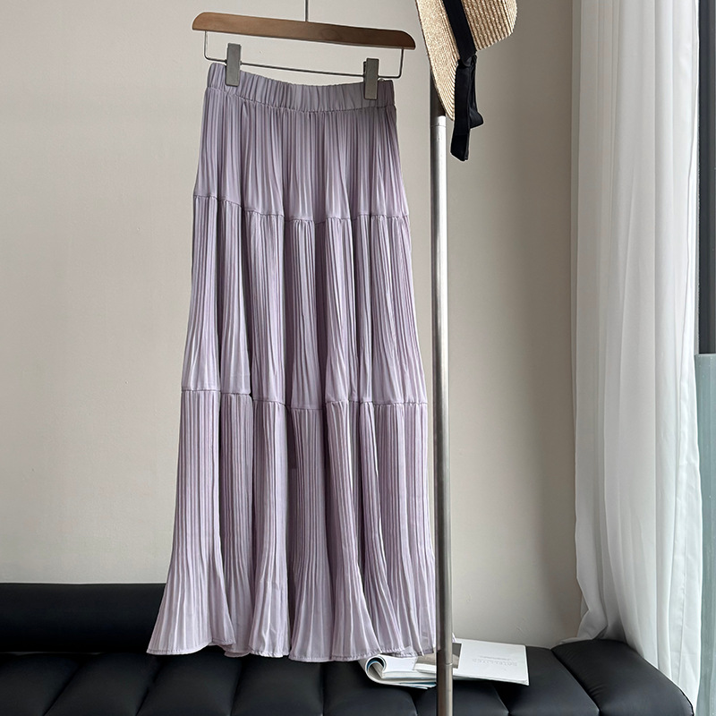 溫柔氛圍感大裙擺壓褶半身裙