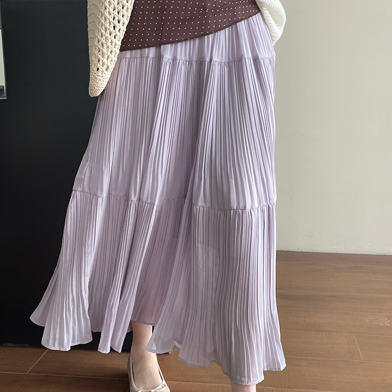 溫柔氛圍感大裙擺壓褶半身裙
