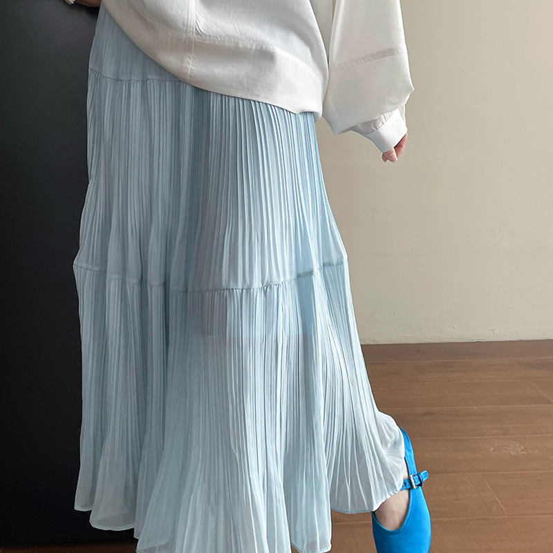 溫柔氛圍感大裙擺壓褶半身裙