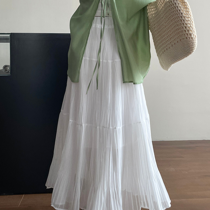 溫柔氛圍感大裙擺壓褶半身裙
