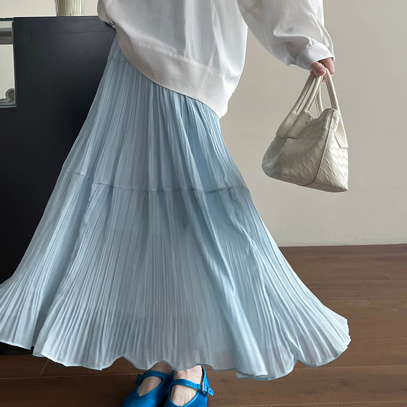 溫柔氛圍感大裙擺壓褶半身裙