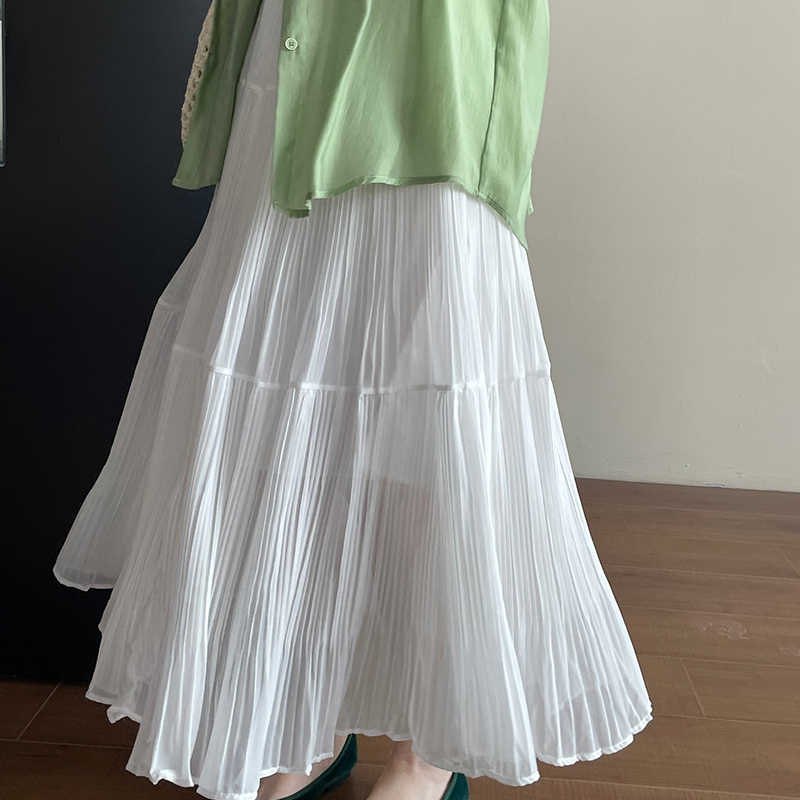 溫柔氛圍感大裙擺壓褶半身裙