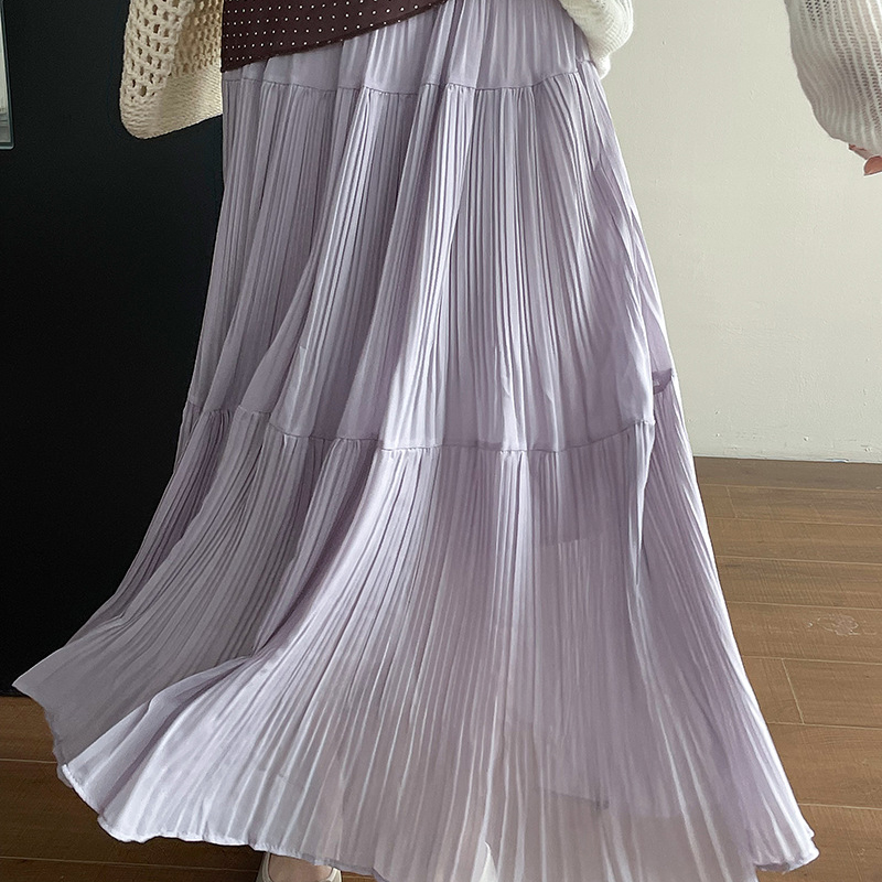 溫柔氛圍感大裙擺壓褶半身裙