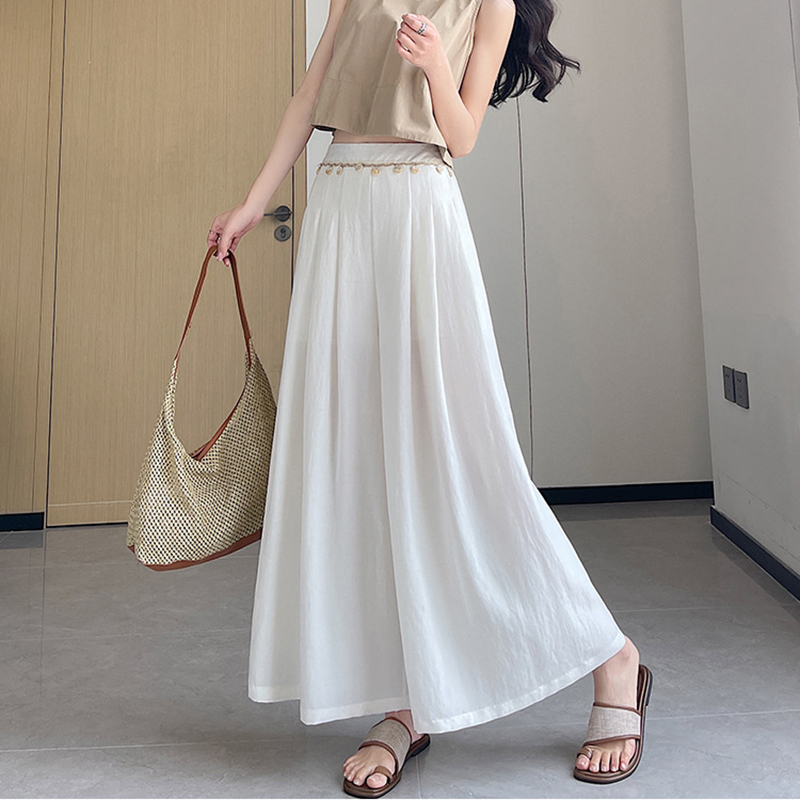 度假風流蘇拉鏈九分直筒休​​閒褲(3色)