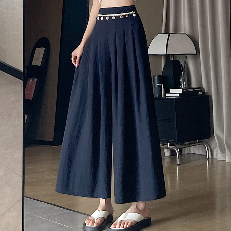 度假風流蘇拉鏈九分直筒休​​閒褲(3色)