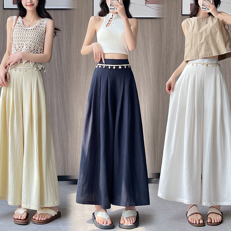 度假風流蘇拉鏈九分直筒休​​閒褲(3色)