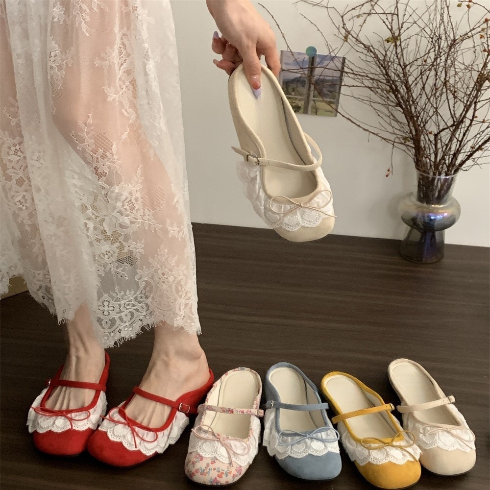 平底芭蕾風絲包頭半拖鞋(5色)