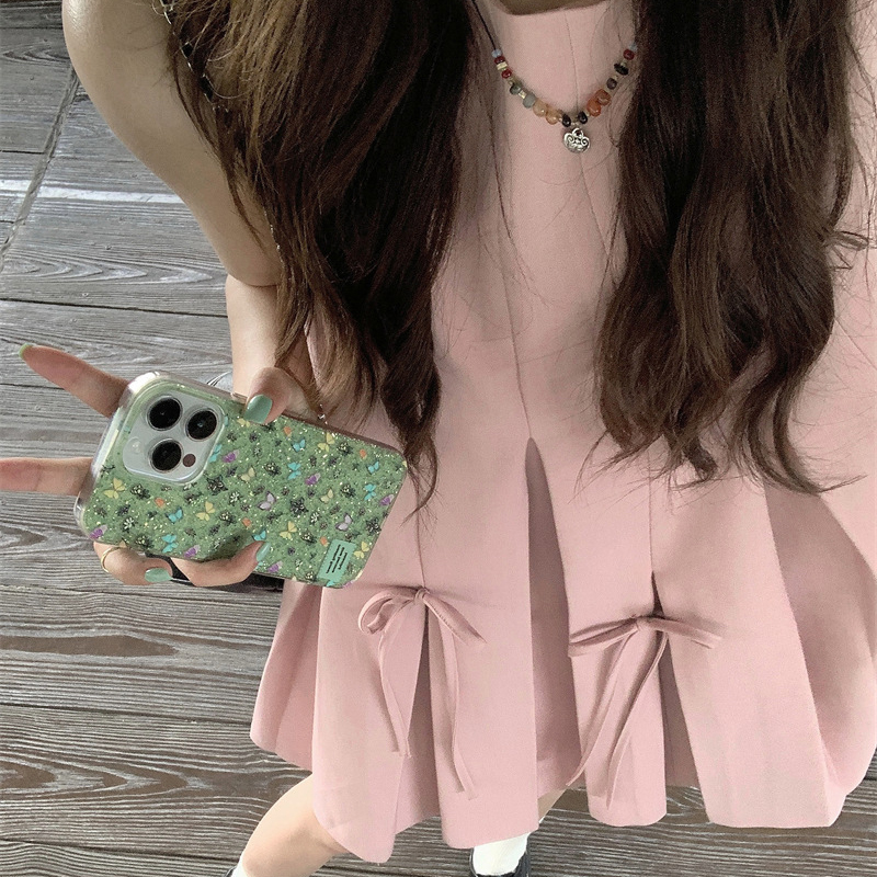 甜美風蝴蝶結無袖背心連身裙