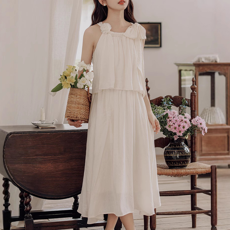 減齡可愛假兩件无袖洋裝