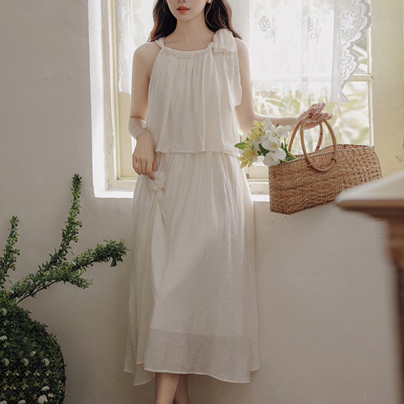 減齡可愛假兩件无袖洋裝