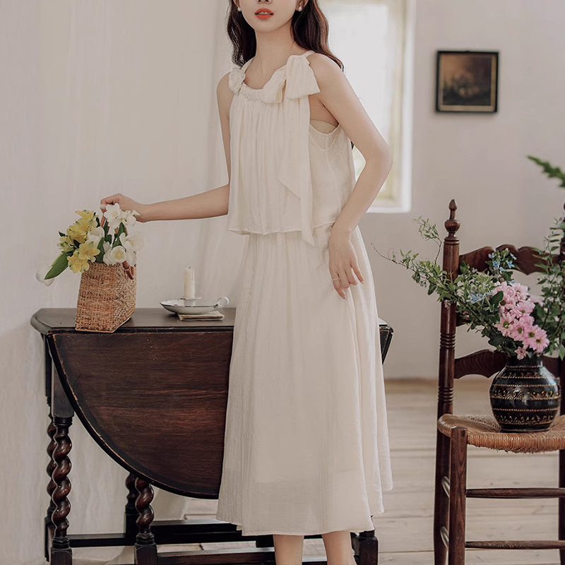 減齡可愛假兩件无袖洋裝