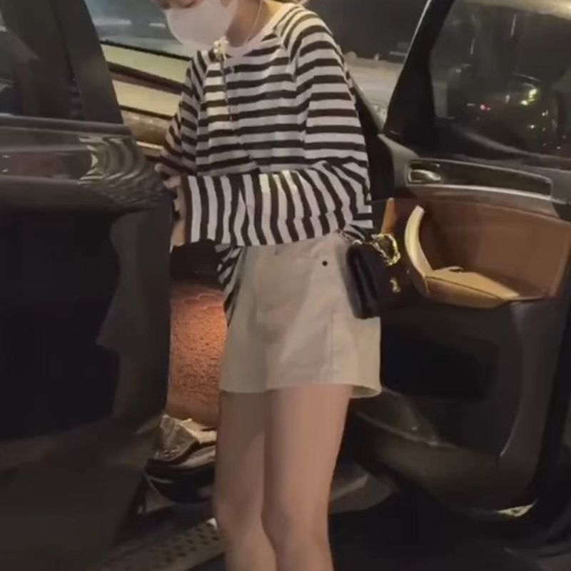 休閒寬鬆薄款防曬撞色條紋T卹罩衫（4色）